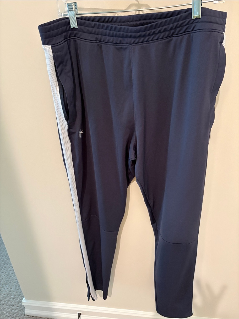 Grey Athletic Track Pants with White Side Stripe